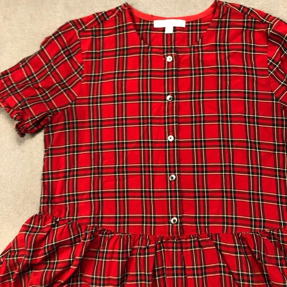 Madewell Studio Ruffle-Hem Top in Clanton Plaid size XS - Picture 4 of 8